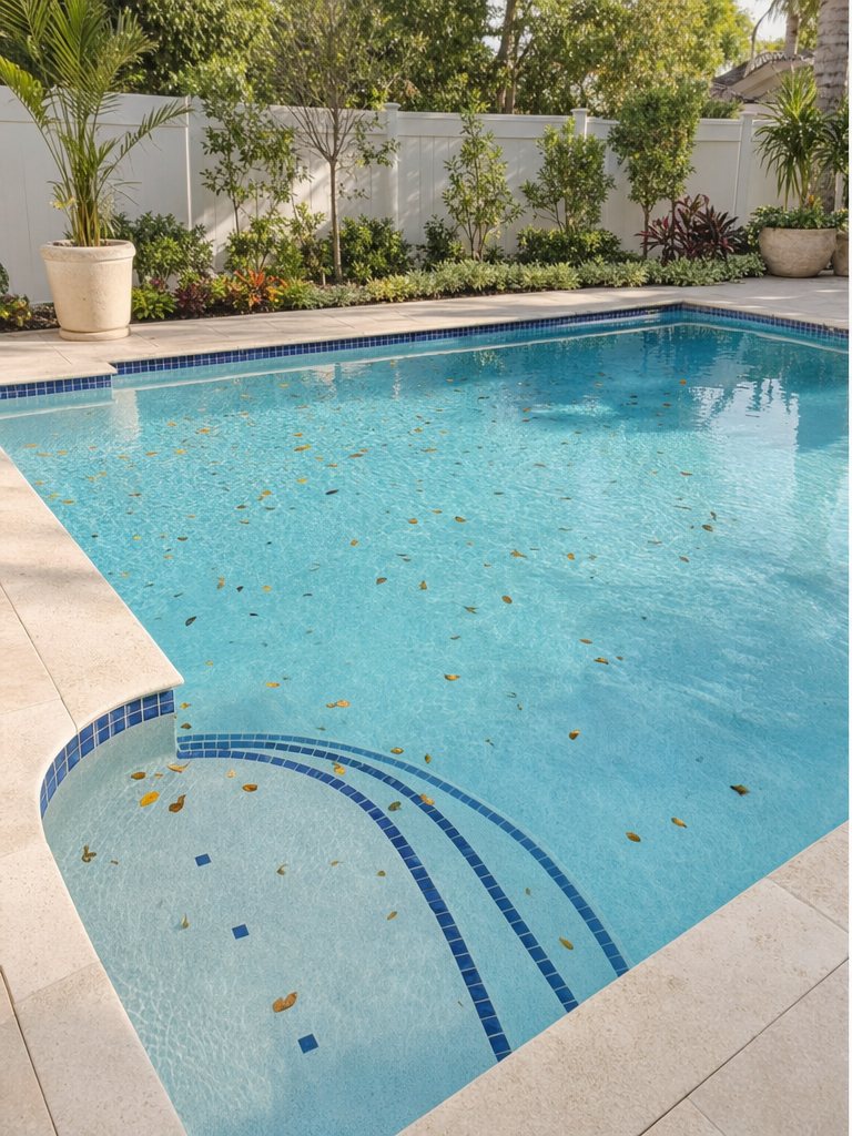 Pool with fallen leaves before service